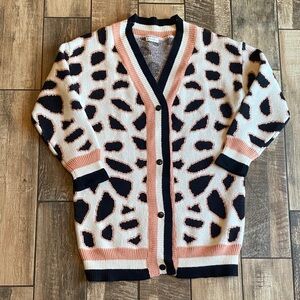 Andthewhy Leopard Print Cardigan Sweater